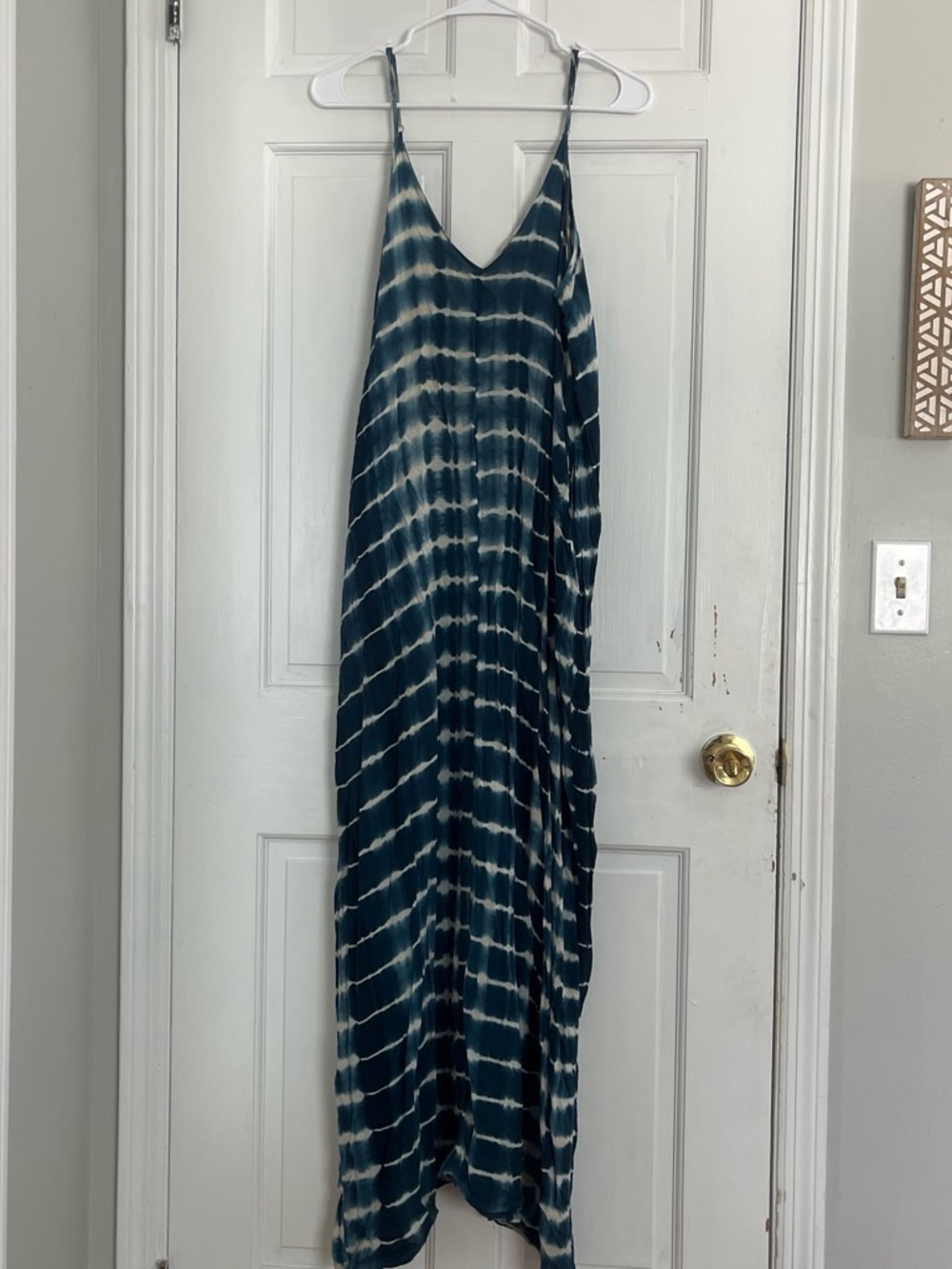 Sleeveless Navy Tie-Dye Maxi Dress - Casual Summer Slip Dress
